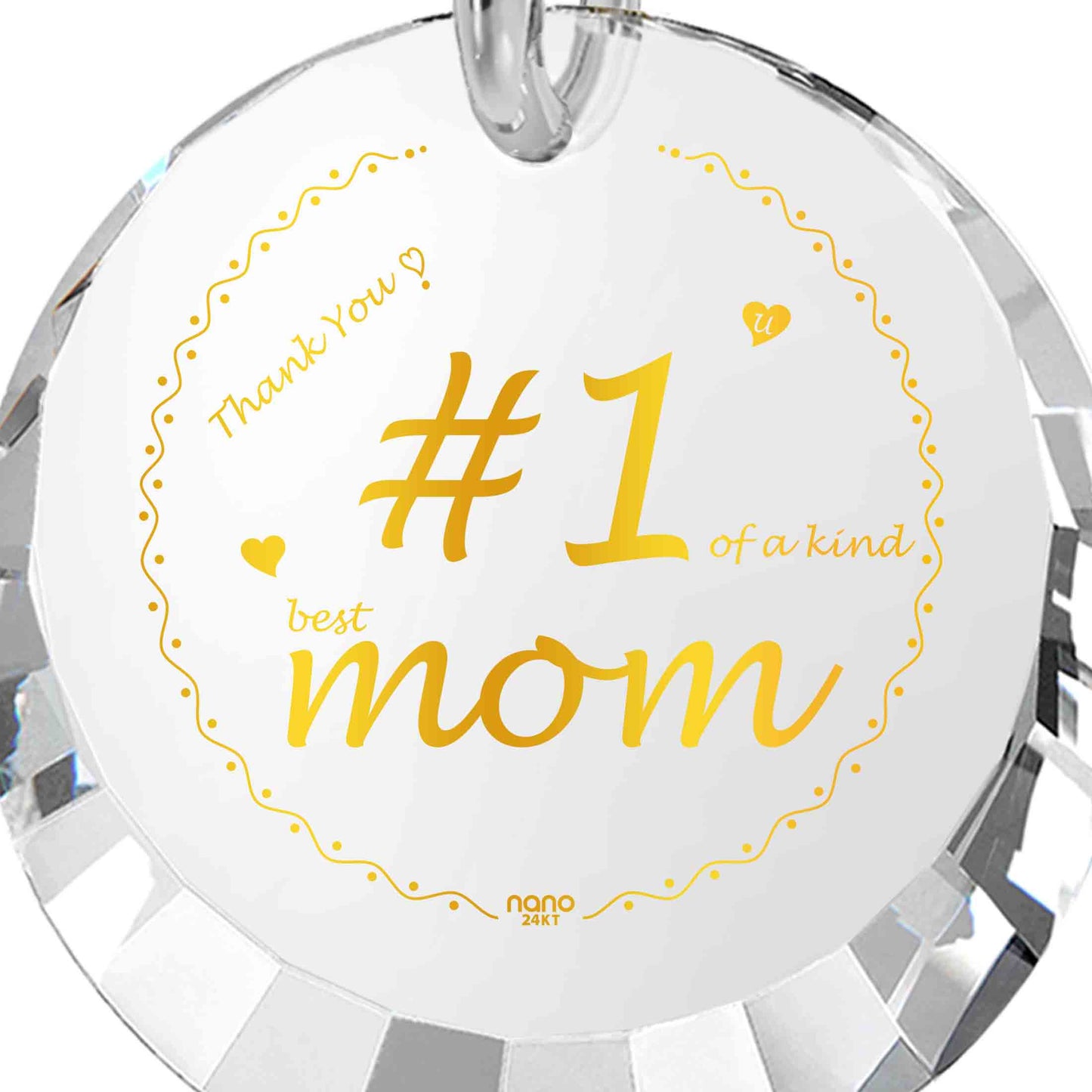 Number One Mom Silver Necklace 24k Gold Inscribed - Mother's Day Jewelry